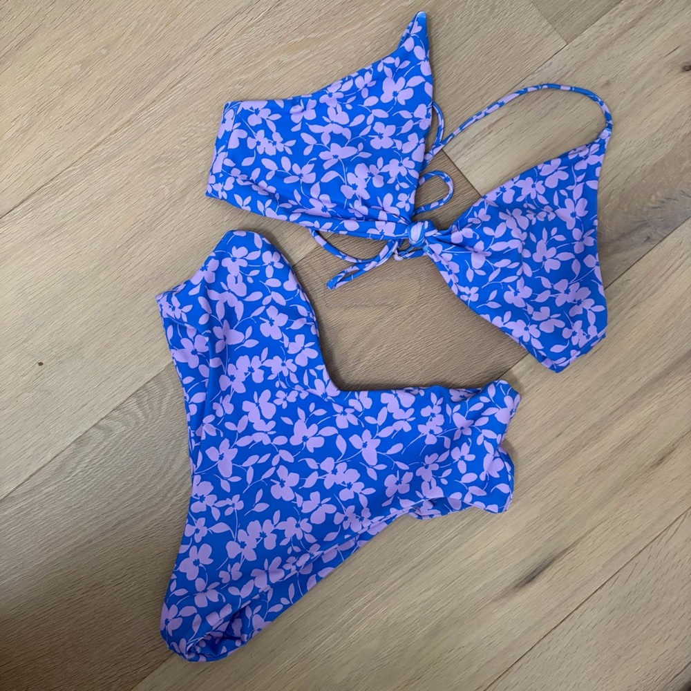 Skatie Blue and Pink Floral Bikini Set